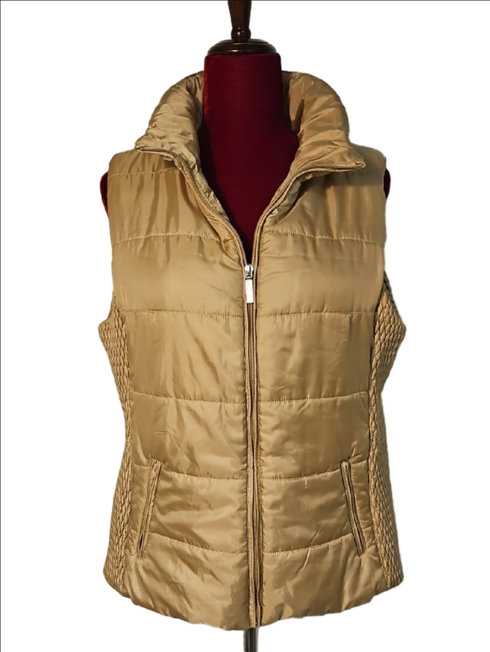 Liz Claiborne Tan/Gold Quilted Puffer Vest Size Large